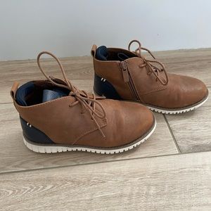 1901 Little Boys Chukka Booties Cognac Laced And Zipper